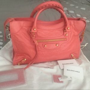 「SOLD」New BALENCIAGA Classic City Bag In Coral Pink
